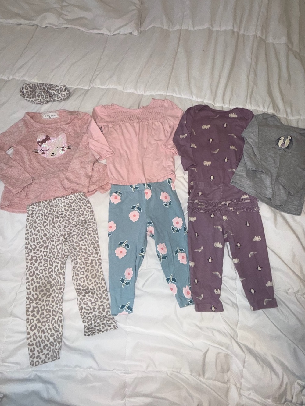 Toddler Girls Cute Mixed Pajama & Outfit Bundle — Pink, Purple, Blue, Gray